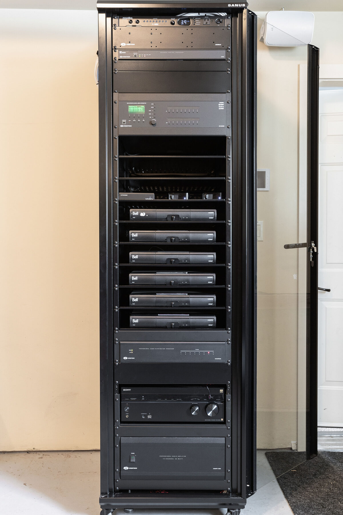 Professionally dressed equipment rack