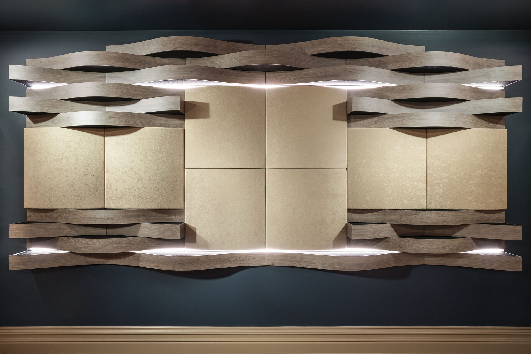 Custom acoustic wall panel installation